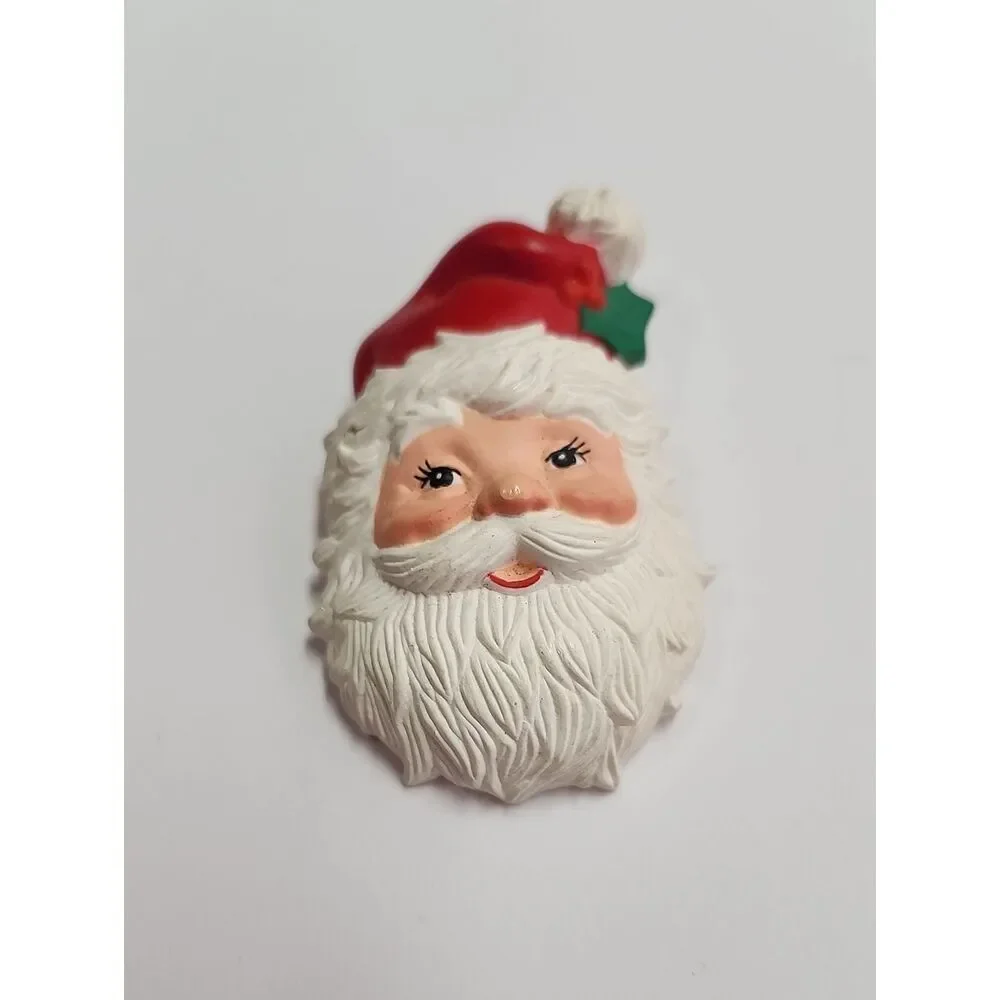 Vintage Hallmark HMK COS Christmas Santa Claus Face Resin Brooch Pin